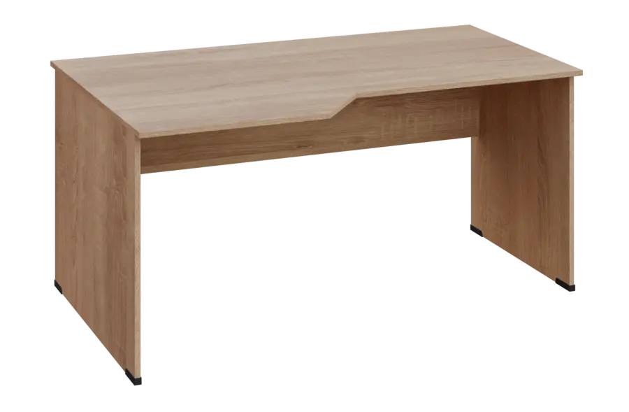 EZL 18 - 166 stůl kancelářský, rohový, levý, dřevěná podnož, deska 18 mm, široký 1600 mm, dub bardolino